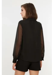  Collection Transparent Black Woven Shirt - Regular Fit, TWOAW20GO0116