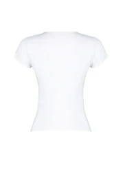  Collection Crew Neck Short Sleeve Polyamide Knitted T-Shirt - Fitted, White TWOSS24TS00238
