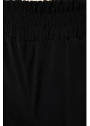  Collection High Waist Stretch Knitted Pants - Black Relaxed Fit Wide Leg TWOSS23PL00129