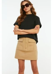  Collection Black Stand Collar 100% Cotton T-Shirt - Twoaw20Ts0096