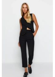  Collection Black Basic Cigarette Narrow Leg Woven Fabric Trousers Twoss19St0038