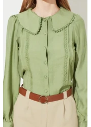  Collection Baby Collar Mint Lace Detailed Shirt - Regular Fit, Woven, TWOSS21GO0035