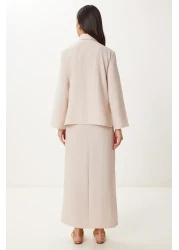 Happiness İstanbul Women's Cream Linen Shirt Skirt Suit Fn03475