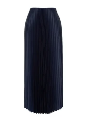  Collection Navy Blue Pleated Maxi Stretchy Knitted Skirt TWOSS24ET00041