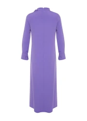  Modest Purple Collar Tie Detailed Woven Dress TCTSS23EB00283