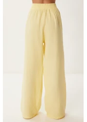 Lovelyİstanbul بنطلون موسلين بالازو أصفر LMX0008