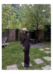 MY LİKA Tie Waist Denim Suit Oversize Jacket and Trousers