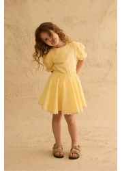 Fahhar Kids طقم تنورة بتفاصيل حجر الماء باللون الأصفر