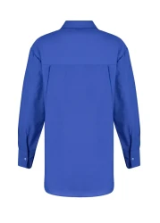  Collection Navy Blue Single Pocket Boyfriend/Wide Fit Cotton Woven Shirt TWOAW20GO0115