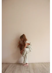 Oh La La Koala For Little Ones Green Striped Back Detailed Muslin Suit