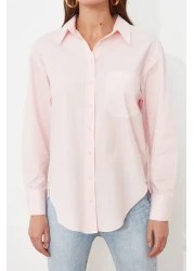  Collection Pink Single Pocket Boyfriend/Wide Fit Cotton Woven Shirt TWOAW20GO0115