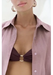 BOHEMAİ Jelsomina Oversize Light Burgundy Linen Shirt Trousers Set