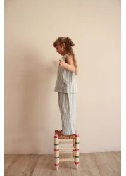 Oh La La Koala For Little Ones Blue Striped Asymmetrical Pocketed Muslin Set