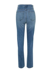  Collection Blue High Waist Straight Jeans TWOSS22JE0653