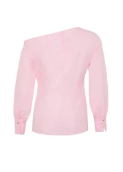  Collection بلوزة منسوجة برقبة قارب وردي TWOSS24BZ00553