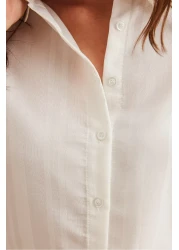 Olalook Women's White Shiny Textured Woven Shirt GML-19001152