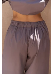 MAİ COLLECTİON طقم بنطلون قميص بني داكن من ميرابيلا