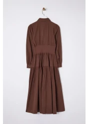  Modest Dark Brown Elastic Waist Dress Tctss25Eb00016
