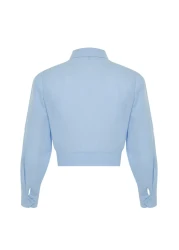  Collection قميص منسوج باللون الأزرق الفاتح - أكمام قابلة للانحناء، مناسب للخصر، TWOSS24GO00091