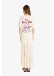 Defacto تي شيرت رائع ذو قصة واسعة وياقة دائرية وأكمام قصيرة مطبوعة من الخلف F4787ax25sm