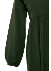  Modest فستان منسوج من القطن ذو قصة واسعة ومفصل باللون الكاكي TCTSS21EL3406