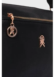 Les Crioch Black Women's Cross Shoulder Bag - 3 Compartments, Lined and Adjustable Column Strap