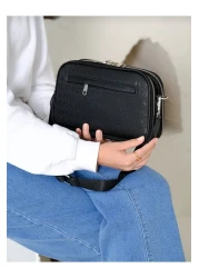 Just Polo Justpolo Women's Black 5-Compartment Adjustable Long Strap Shoulder Bag Messenger Bag