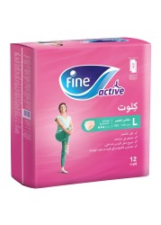 Fine Active Female Postpartum Diapers Large Size Pack Of 12 Pull-Ups
