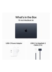 ابل ماك بوك إير 15 بوصة، 8 جيجابايت رام، 512 جيجابايت SSD، سماء الليل (شريحة M3، وحدة معالجة مركزية 8 أنوية ووحدة معالجة رسومات 10 أنوية، لوحة مفاتيح إنجليزية، MRYV3ZS/A)