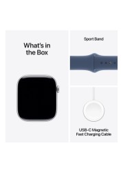 Apple Watch Series 10 GPS 42mm Silver Aluminum Case With Denim Sport Band - Medium / Large