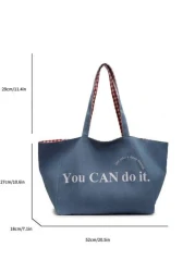 حقائب كانفاس قابلة للعكس للربيع والصيف، حقيبة جينز قماشية زرقاء ، حقيبة ظهر قماشية كبيرة، حقيبة نسائية خفيفة