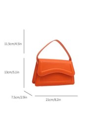 New Orange Ladies Solid Color PU Small Square Bag Simple And Stylish Handbag For Going Out And Versatile