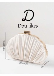New Luxury Party Clutch Bag Shell Shaped Design Wrinkle Style Evening Bag Lady Handbag For Ceremony