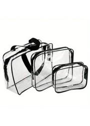 3Pcs Set Transparent Toiletry Bags Large Capacity Travel Organizer Storage Pouch Makeup Cosmetics Bag Multifunction Makeup Bag Beach Pool Spa Gym Bag Large Capacity Travel Toiletries Zipper Storage Ba