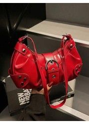 Niche Design Casual Versatile Minimalist Fashion PU Texture Shoulder Crossbody Handheld Crescent Bag