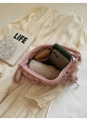 Handwoven Small Crossbody Bag For Women New Woven Shoulder Bag Niche Beach Casual Versatile Square Small Envelope Bag Fashion Crossbody Bag For Holiday Beach