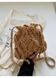 Handwoven Small Shoulder Bag New Fashion Straw Crossbody Bag Niche Beach Side Versatile Design Envelope Shape Small Square Bag Chic Retro Style Crossbody Bag For Vacation Beach