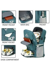 حقيبة ظهر سفر خفيفة الوزن واسعة ، حقيبة ظهر للتنزه مع فصل جاف وبلل ، حقيبة ظهر للتنزه في الهواء الطلق مع منفذ USB