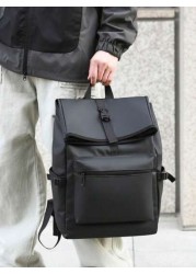 New Black Waterproof Flap Cover Backpack For Men Business Travel Commute Office Laptop Bag Leisure Outdoor Fitness Bookbag Middle School Student Gift Bag