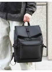 حقيبة ظهر غطاء شبشب سوداء مقاومة للماء للرجال، حقيبة سفر وعمل للكمبيوتر المحمول ، حقيبة رياضة وترفيه حقيبة هد