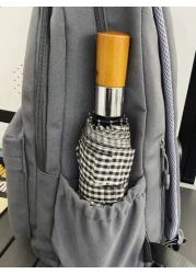  High Capacity Backpack For Teens Casual Nylon School Bag With Adjustable Strap Zipper Closure Polyester Lining Sewing Thread Detail Wet Wipe Clean 33 46inch Shoulder Strap Ideal For Outings