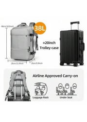 Clevn Kare Large Multi Compartment Travel Backpack Space Saving Design Fabric Carry On Friendly Suitable For Weekend Getaways Camping And Laptop Storage Compression System Dual Handle Backpack