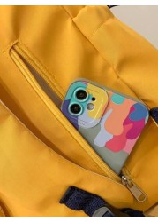 New Fashionable Contrasting Letter Print Backpack With Unique Design For Students Large Capacity Campus Backpack Commuting Backpack Nylon