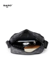 Men s Slanted Shoulder Bag With Side Pocket Crossbody Bag Shoulder Bag Square Bag Multi Function Suitable For Commuting PVC Casual Bag Simple Style Black Floral Gift For Men Boyfriend Luxury Bags