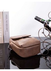 Men s New Phone Bag Korean Style Leather One Shoulder Messenger Bag Outdoor Casual Mini Waist Hanging Bag Flap Cover Square Bag In Cowhide Leather