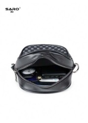 1pc Retro Men s Shoulder Bag Side Pocket Messenger Bag Casual Crossbody Bag Multi Functional For Commute PVC Black Simple Design Gift For Boyfriend Fashion