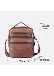 Top Grain Leather New Business Men s Messenger Bag Multi Layer High Capacity Lightweight Suitable For Commuting Travel Shopping Soft Texture Wear Resistant Waterproof