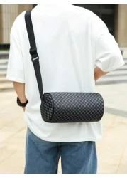 Retro Print Streetwear Unisex Shoulder Bag Crossbody Bag Wide Strap Korean Fashion Student Round Cylinder Bag Long Bag