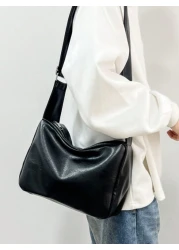 حقيبة كاجوال عصرية من الرجال من جلد PU مقاوم للماء بحزام عريض، بشكل مربع وحجرة واحدة للتنقل اليومي أو السفر، حق