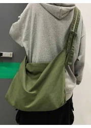 حقيبة واسعة السعة ذات موحد اللون عصرية، حقيبة كتف كاجوال للرجال، حقيبة رسول جنسية محايدة، حقيبة ظهر للطلاب في